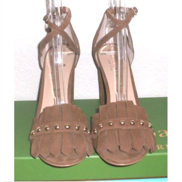 Kate Spade Suede Kiltie Fringe Block Heel 8 - Picture 2 of 12